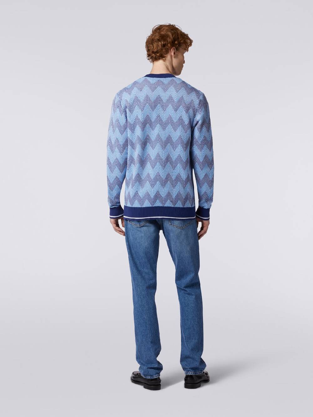 M Missoni Cardigan in maglia di cotone chevron con profili a contrasto Grandi sconti