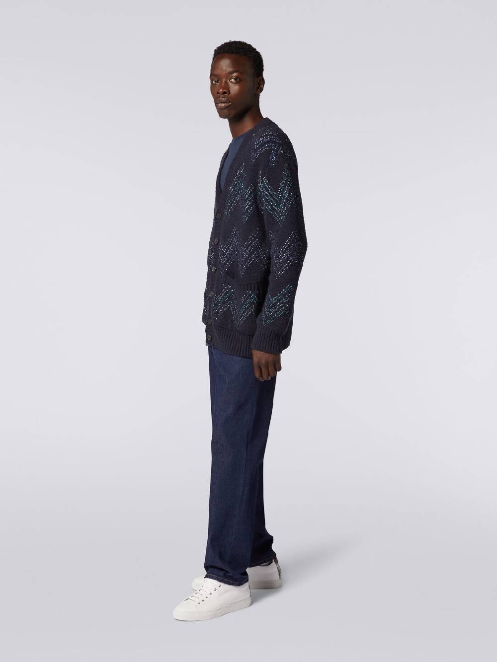 M Missoni Cardigan con scollatura a V in misto cotone zig zag Nuovi prodotti