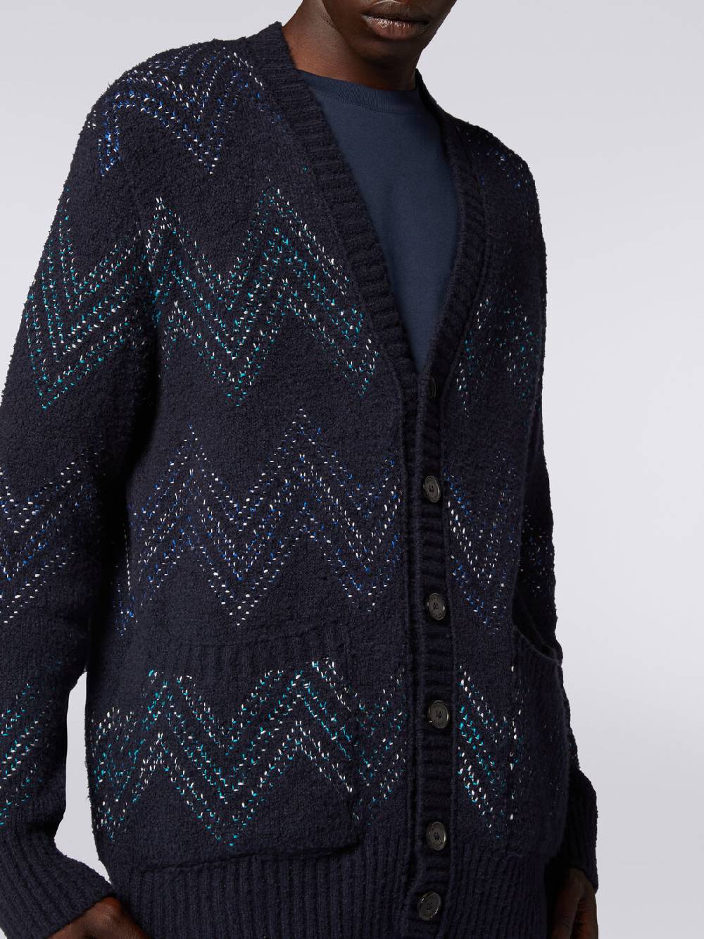 M Missoni Cardigan con scollatura a V in misto cotone zig zag Nuovi prodotti