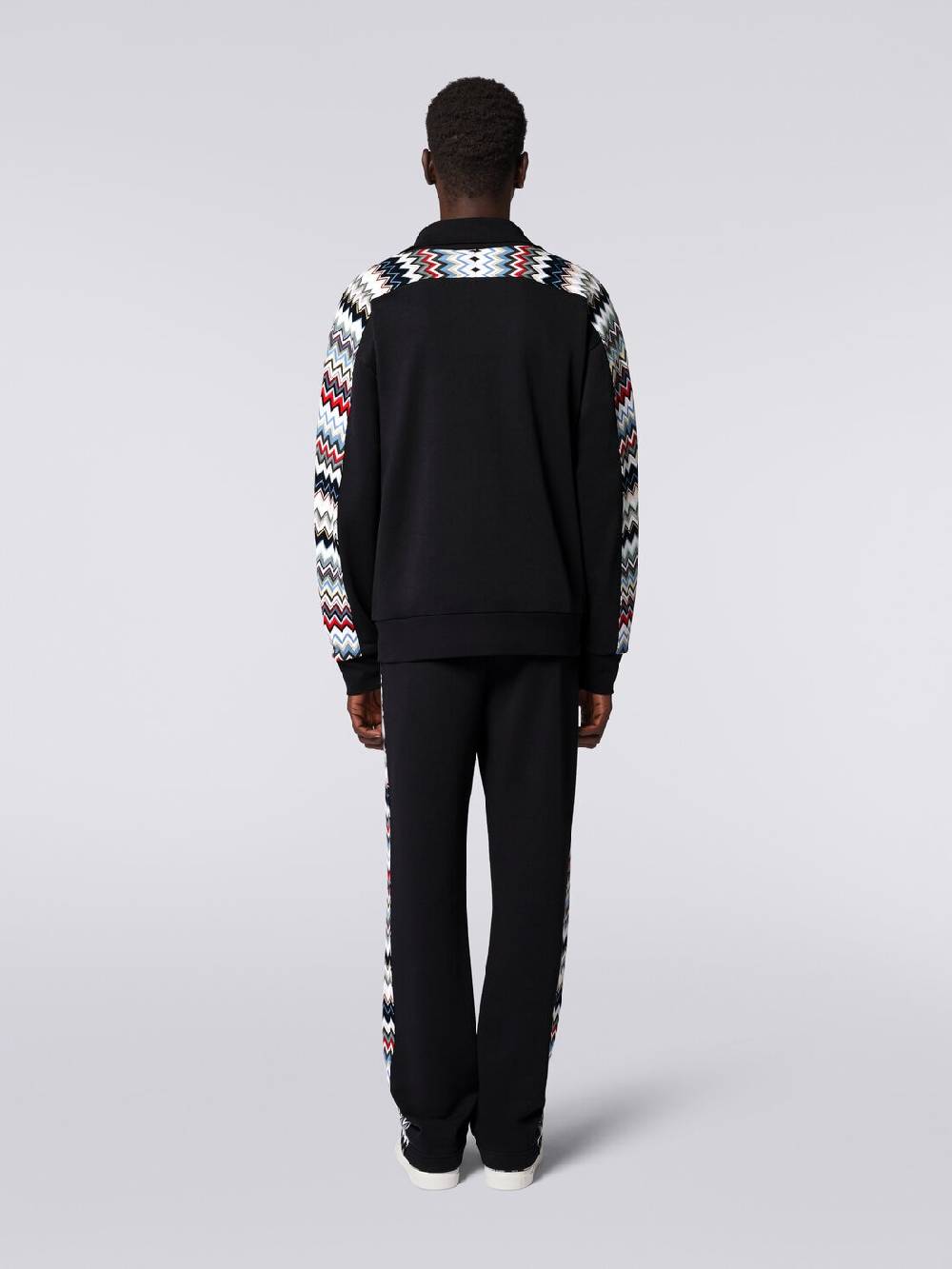 M Missoni Felpa in cotone con zip e inserti zig zag Offerte stagionali