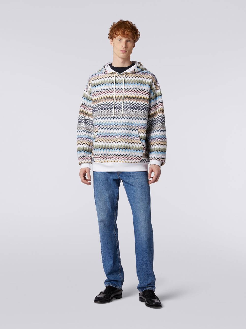 M Missoni Felpa con cappuccio in cotone zig zag