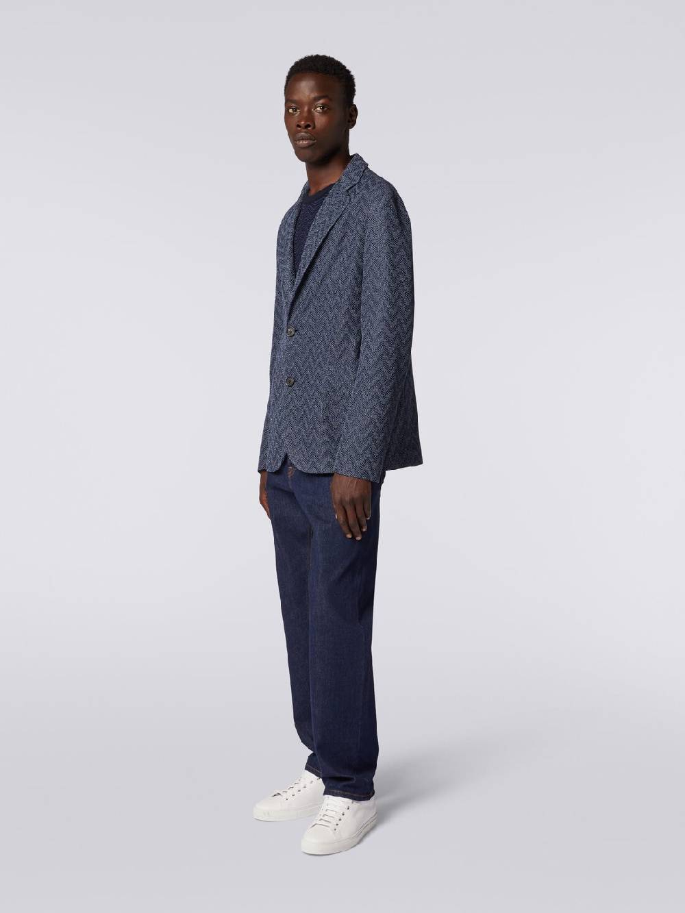 M Missoni Blazer monopetto in cotone zig zag Offerte giornaliere