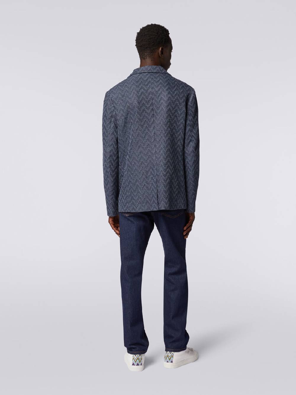 M Missoni Blazer monopetto in cotone zig zag Offerte giornaliere