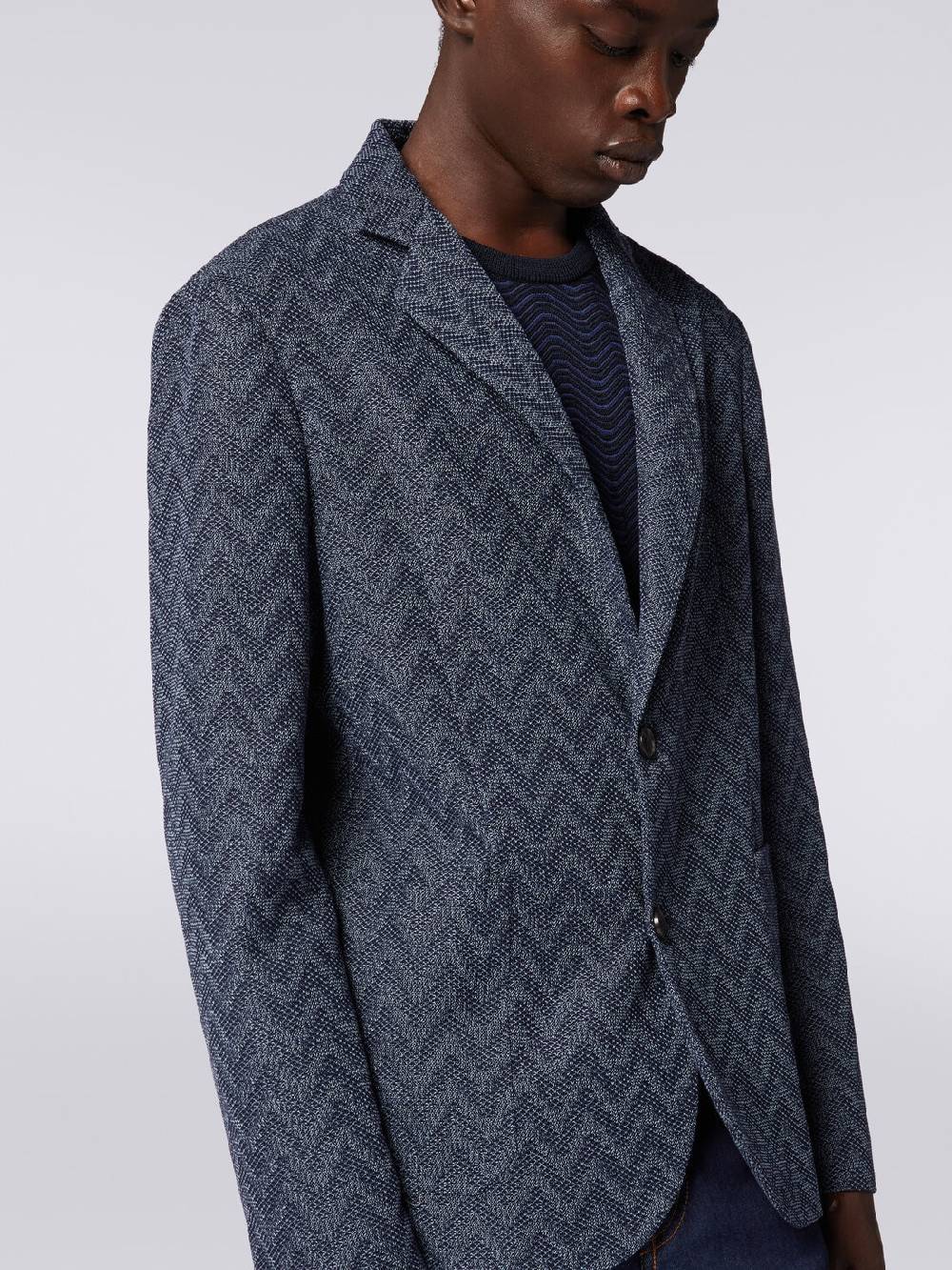 M Missoni Blazer monopetto in cotone zig zag Offerte giornaliere
