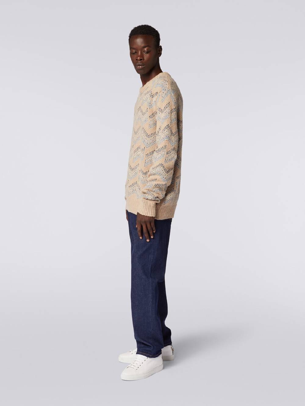 M Missoni Pullover girocollo in misto cotone motivo zig zag ACQUISTA ORA
