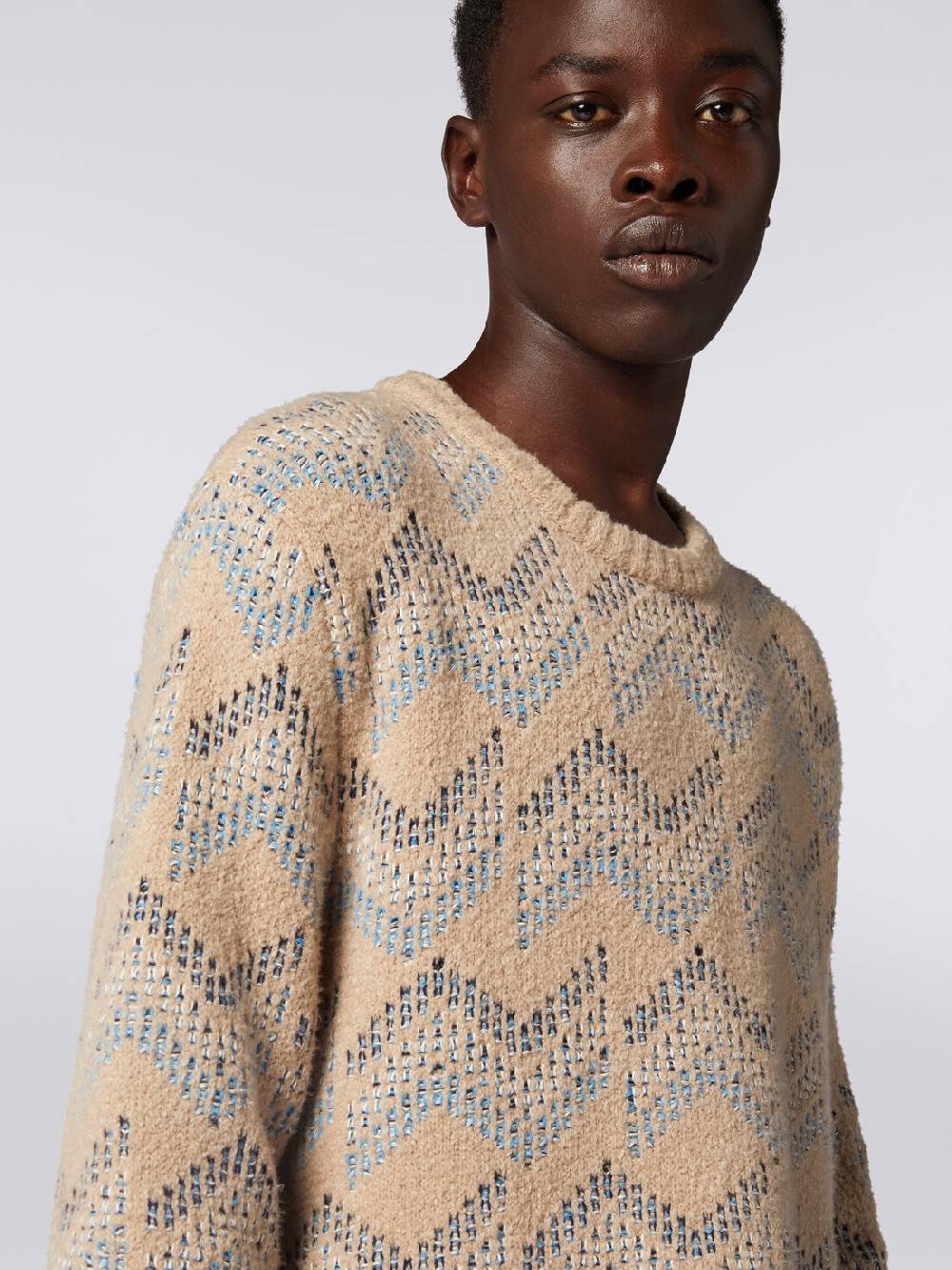 M Missoni Pullover girocollo in misto cotone motivo zig zag ACQUISTA ORA
