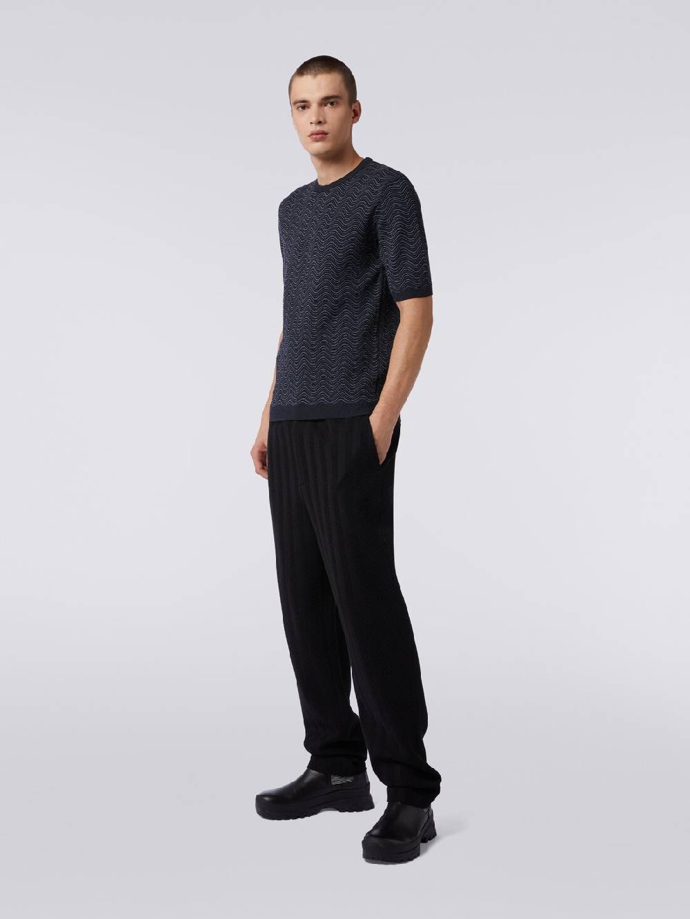 M Missoni T-shirt girocollo in lana e viscosa con motivo a onde Fino al 60% di sconto