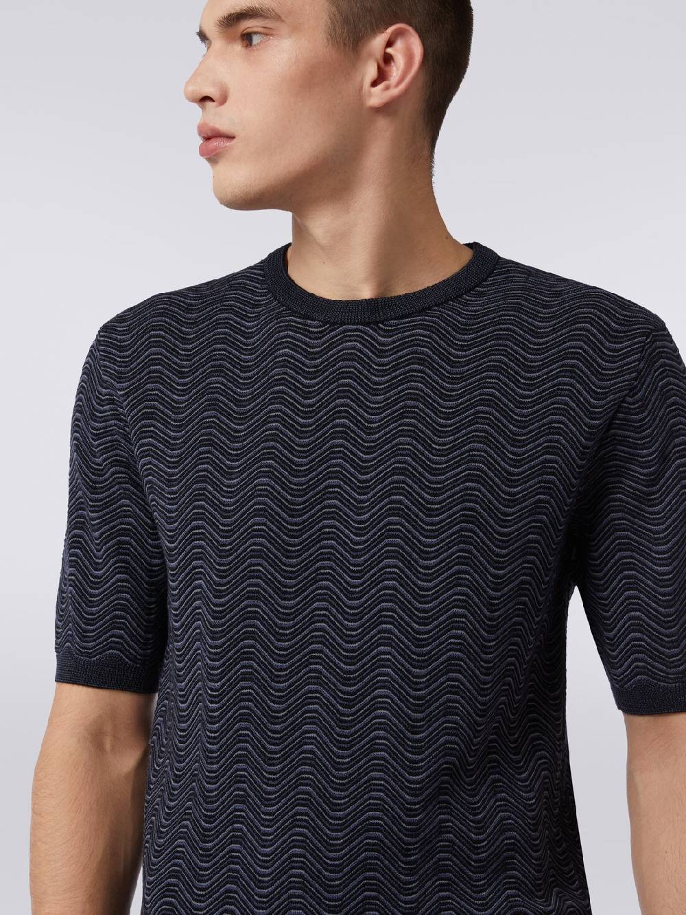M Missoni T-shirt girocollo in lana e viscosa con motivo a onde Fino al 60% di sconto