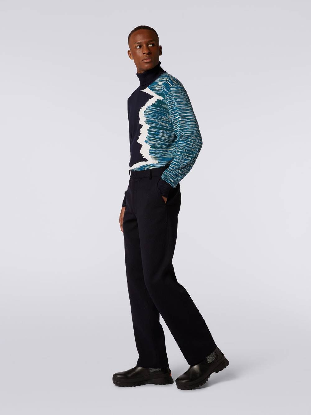M Missoni Pantaloni in misto lana chevron Offerta speciale della fabbrica