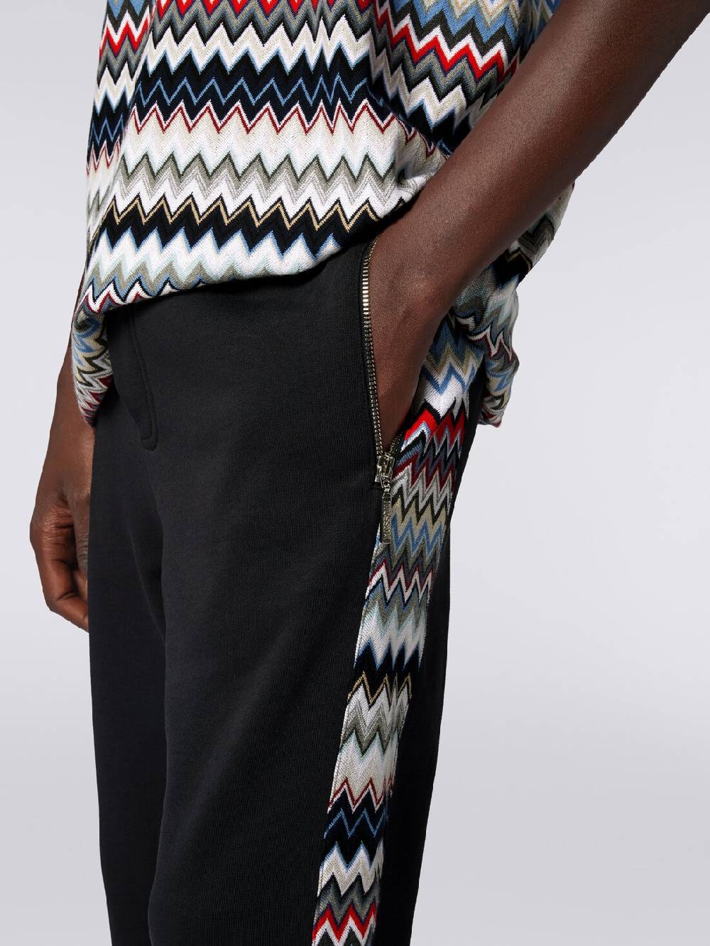 M Missoni Joggers in cotone con inserti zig zag Sostegno trimestrale
