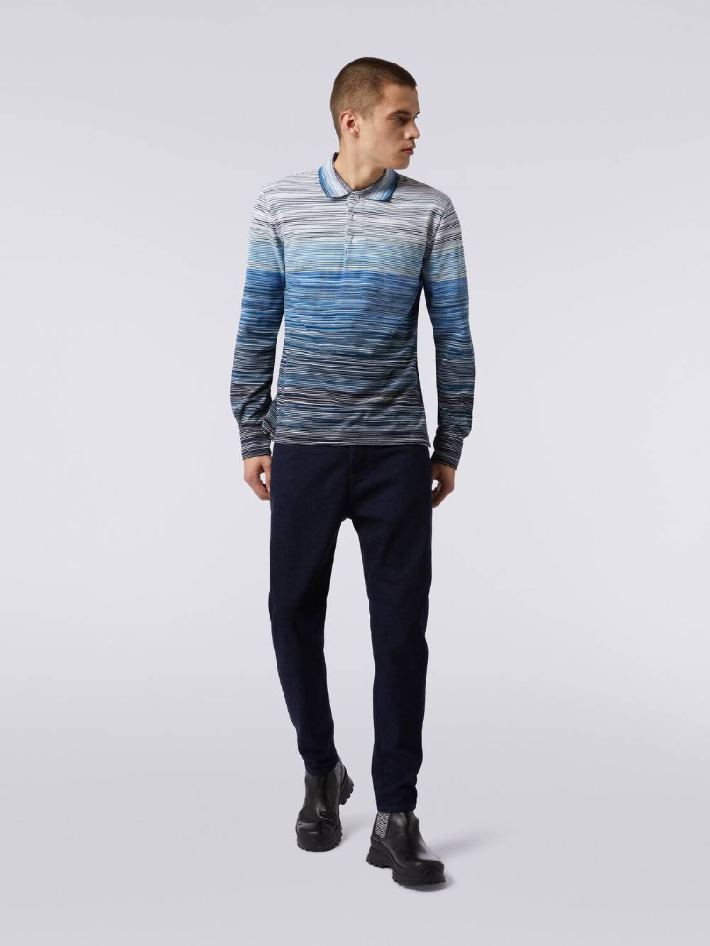 M Missoni Polo a maniche lunghe in piquet di cotone fiammato 50% di sconto con spedizione gratuita