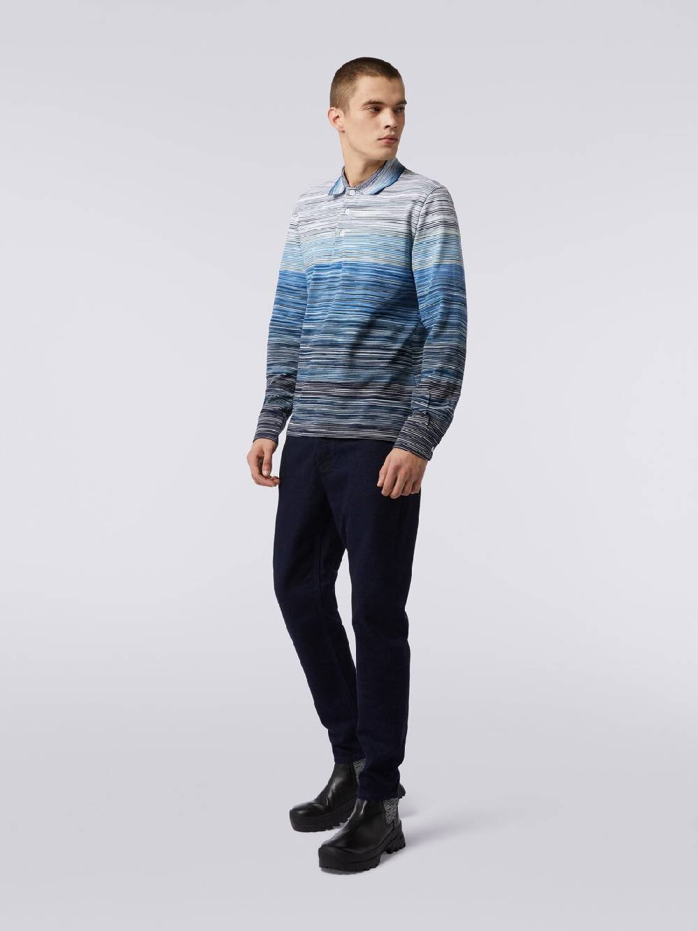 M Missoni Polo a maniche lunghe in piquet di cotone fiammato 50% di sconto con spedizione gratuita