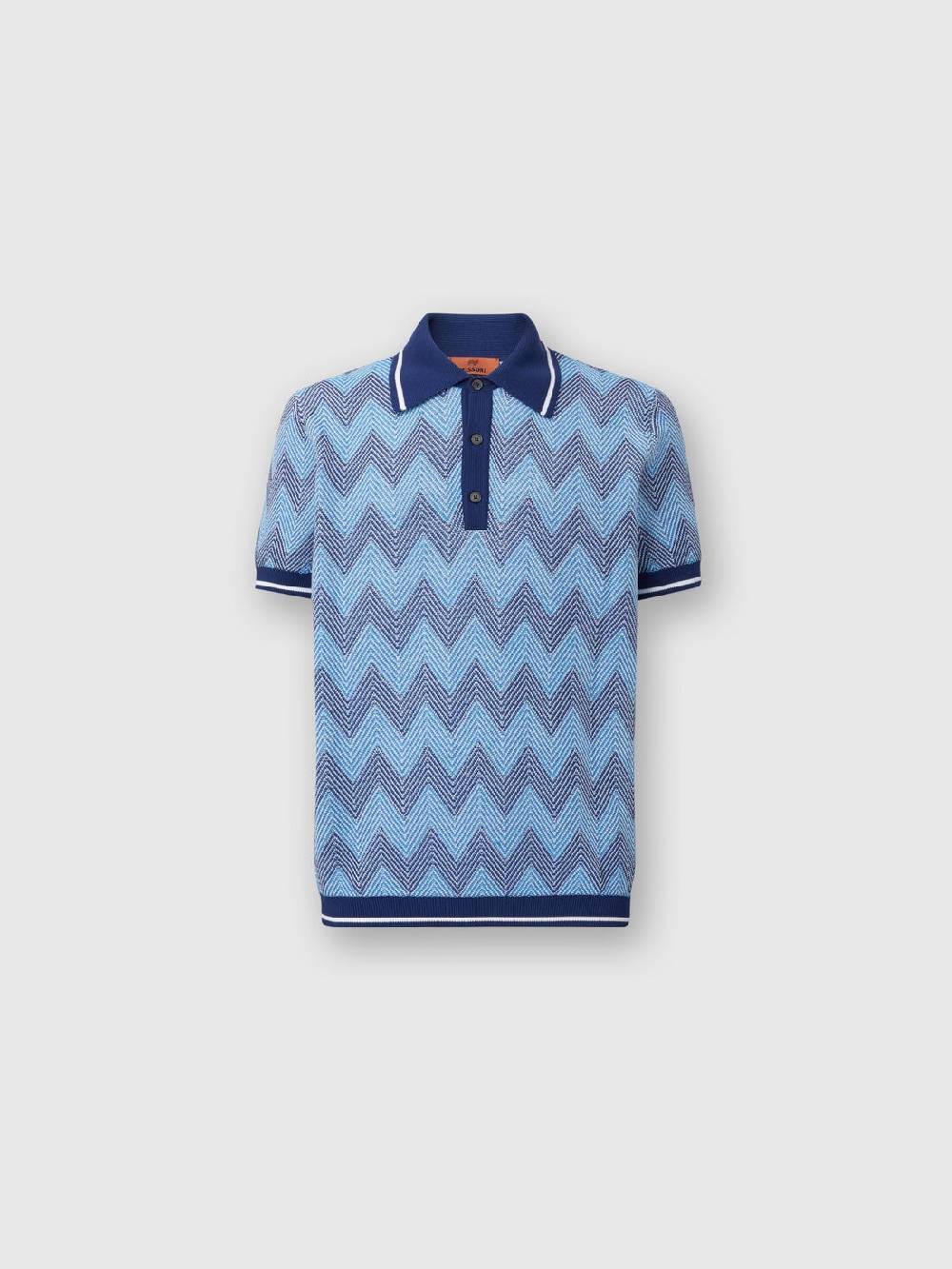 M Missoni Polo a maniche corte in cotone zig zag con profili a contrasto Trasporto libero internazionale