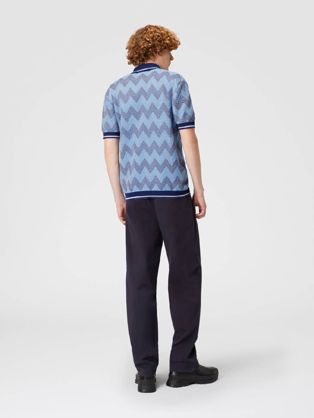M Missoni Polo a maniche corte in cotone zig zag con profili a contrasto Trasporto libero internazionale