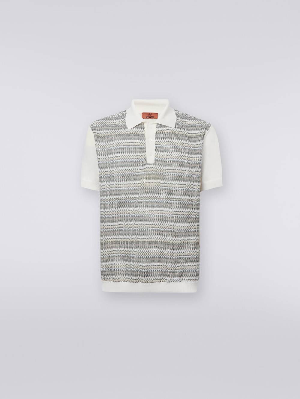 M Missoni Polo a maniche corte zig zag con profili a contrasto In vendita
