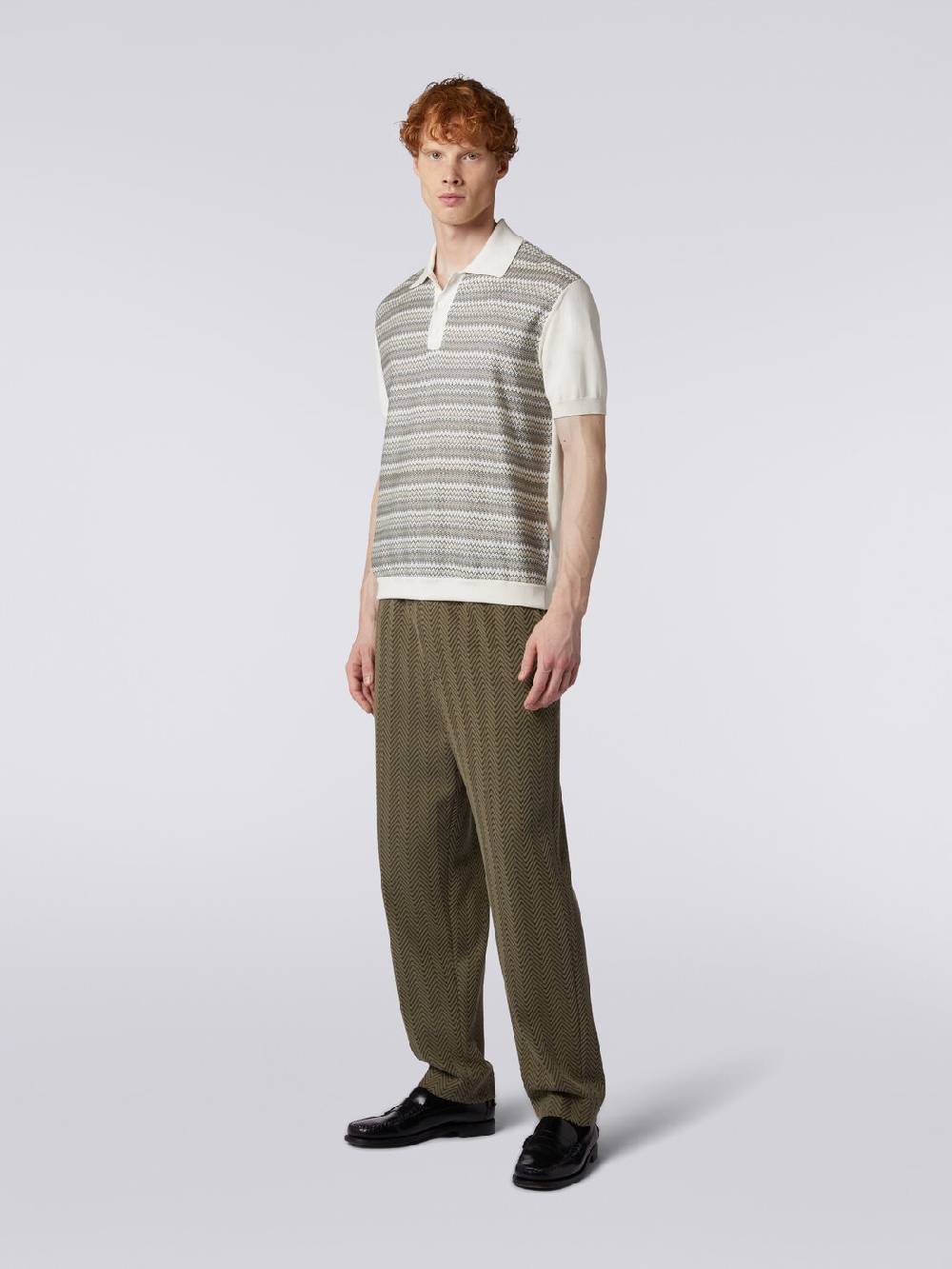 M Missoni Polo a maniche corte zig zag con profili a contrasto In vendita