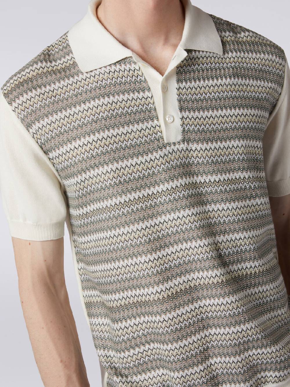M Missoni Polo a maniche corte zig zag con profili a contrasto In vendita