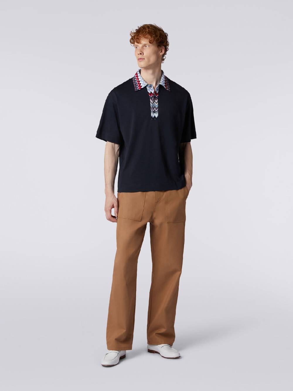 M Missoni Polo a maniche corte in cotone con inserti zig zag Duty-free