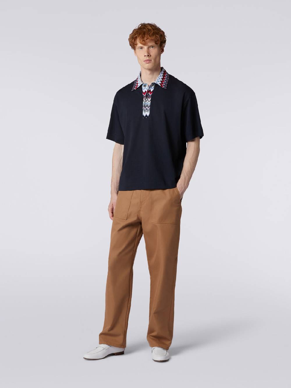 M Missoni Polo a maniche corte in cotone con inserti zig zag Duty-free