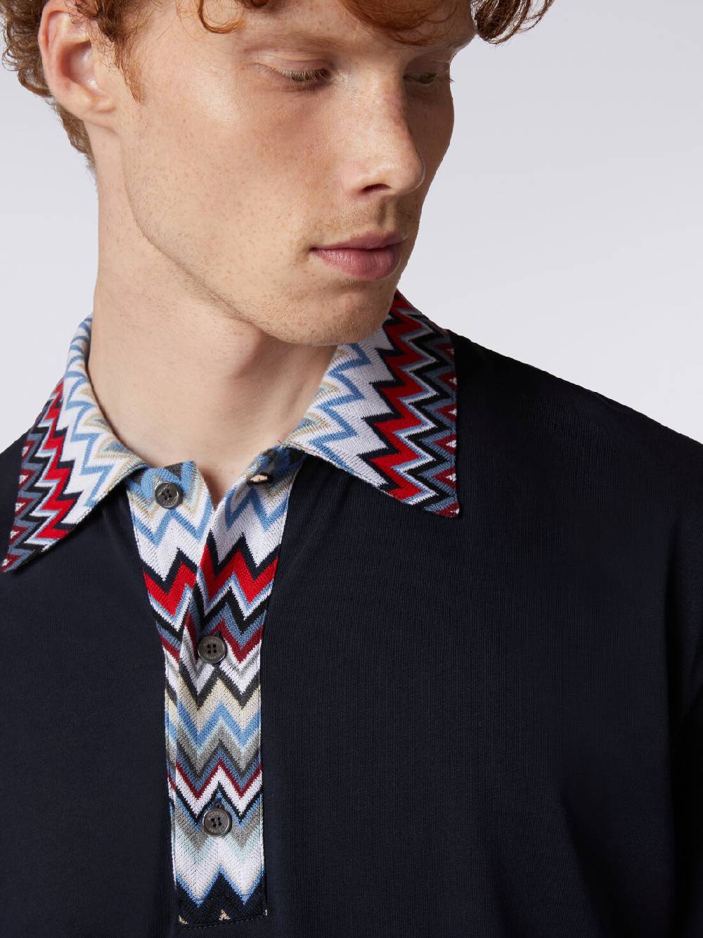 M Missoni Polo a maniche corte in cotone con inserti zig zag Duty-free