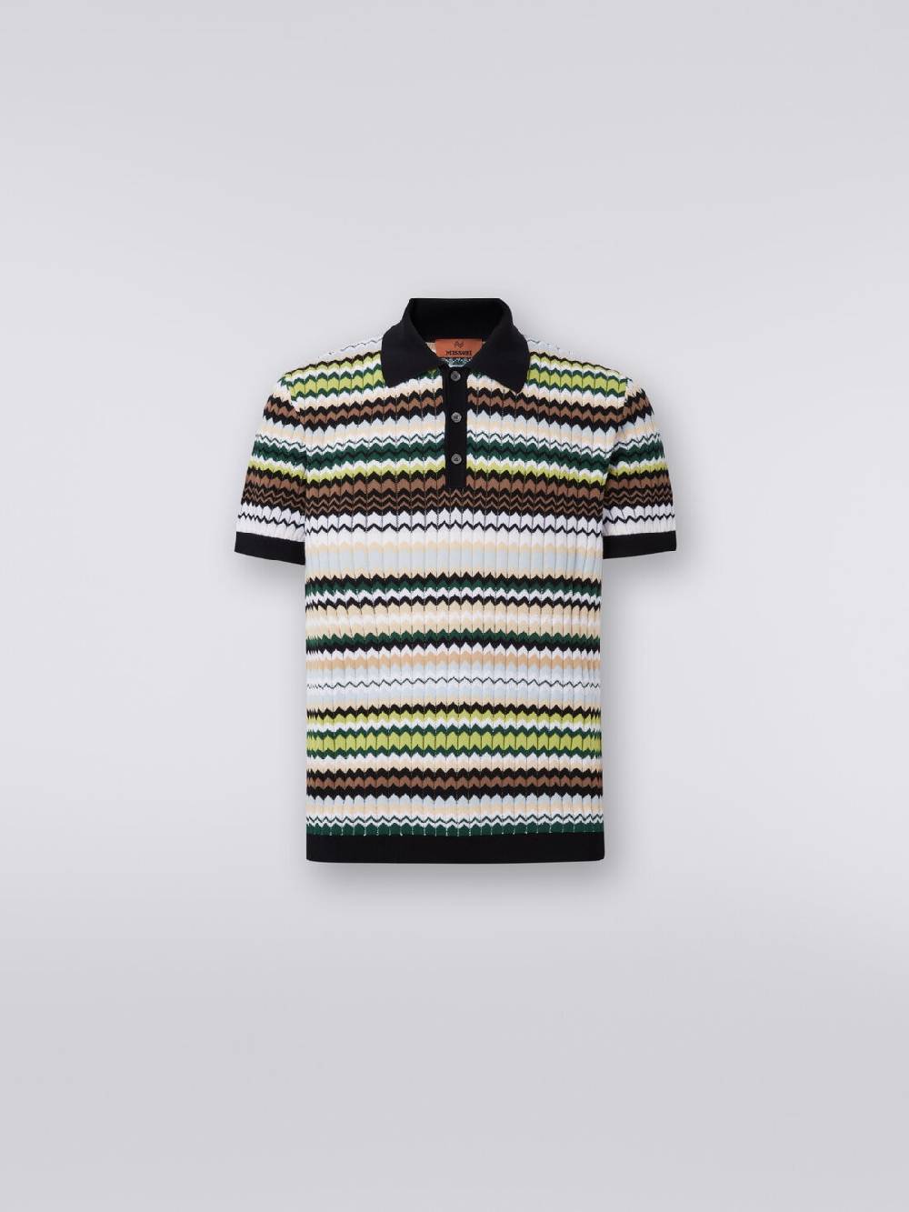 M Missoni Polo a maniche corte in maglia di cotone zig zag 50% di sconto per tempo limitato