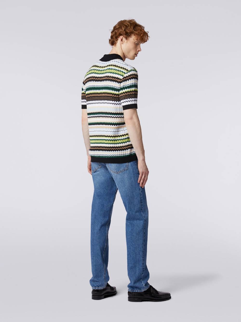 M Missoni Polo a maniche corte in maglia di cotone zig zag 50% di sconto per tempo limitato