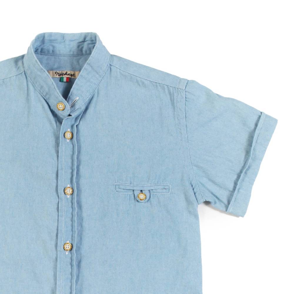 Nupkeet Camicia Collo Coreano Celeste – Tamburo In Saldo