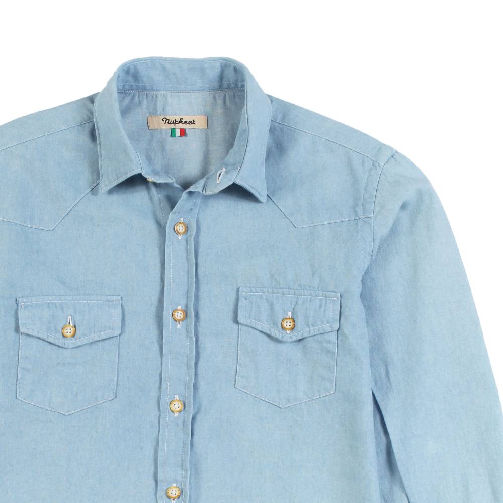 Nupkeet Camicia Collo Italiano Celeste – Coccio Nuova