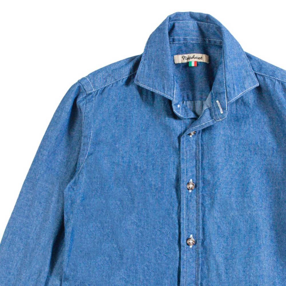 Nupkeet Camicia in Denim Blu – Pusiano Offerta