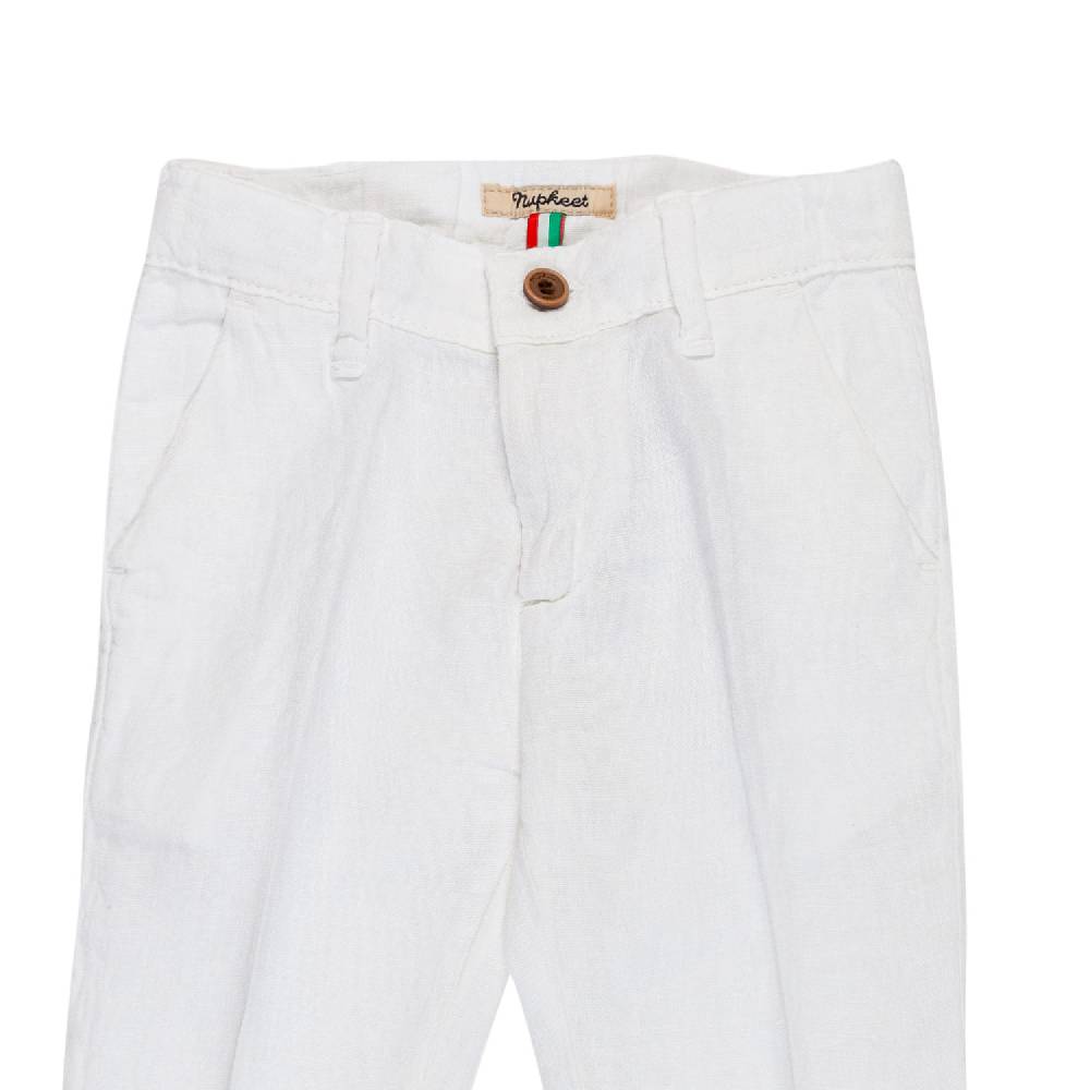 Nupkeet Pantalone lino bianco Bari Pezzi Unici
