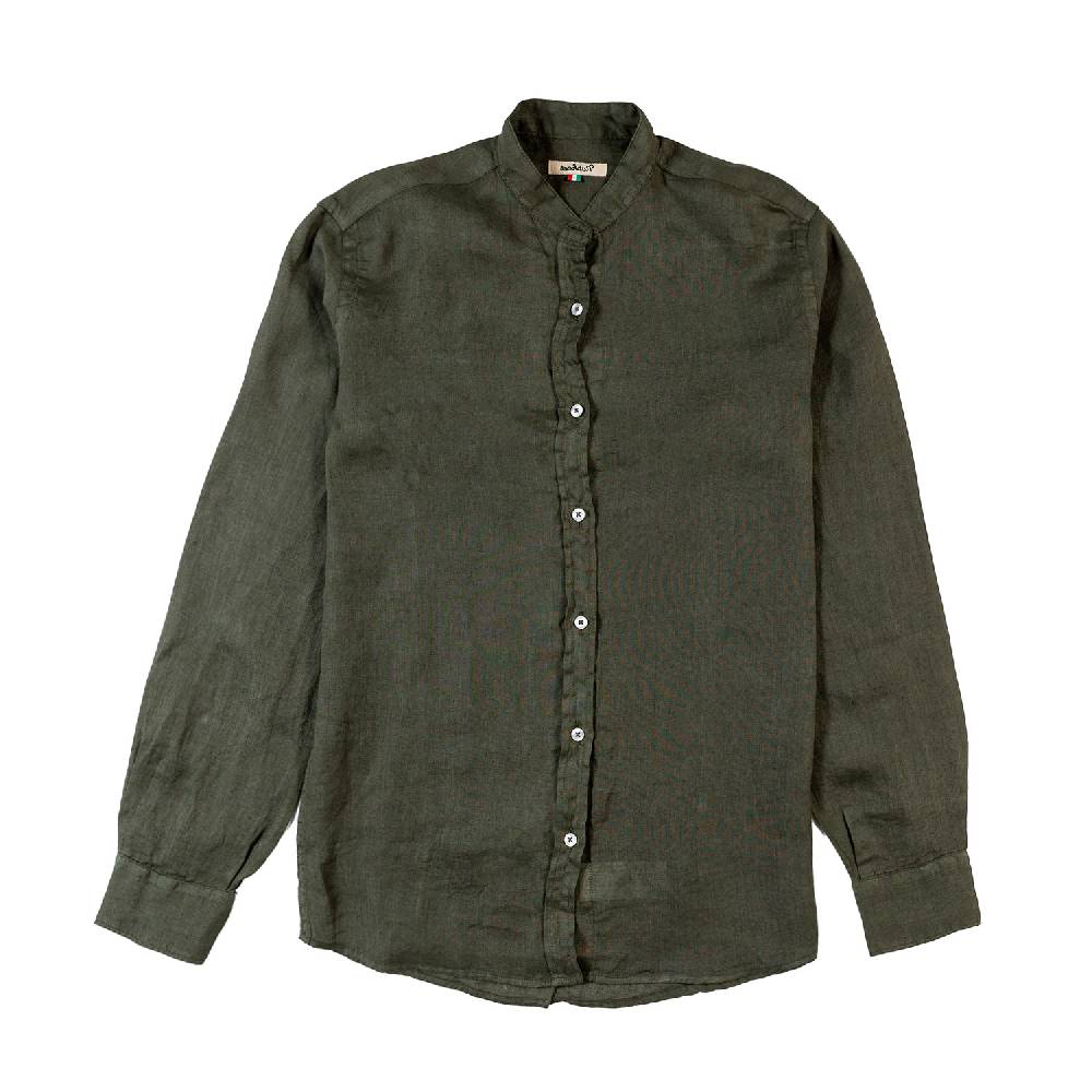 Nupkeet Camicia coreana lino verde militare Catanzaro Affare Del Giorno