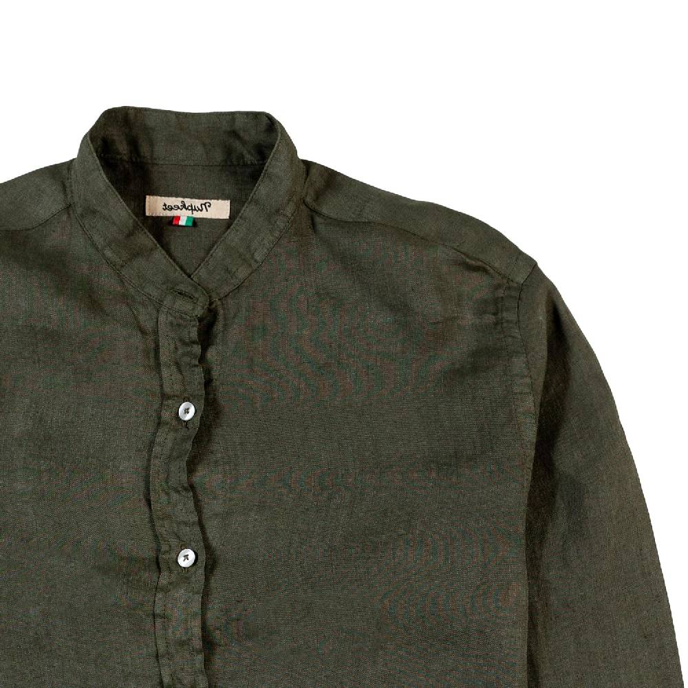 Nupkeet Camicia coreana lino verde militare Catanzaro Affare Del Giorno