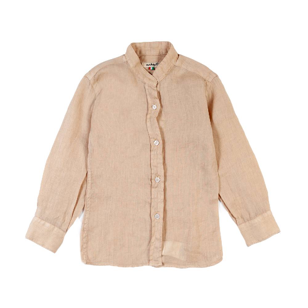 Nupkeet Camicia coreana lino nocciola Catanzaro Sottocosto