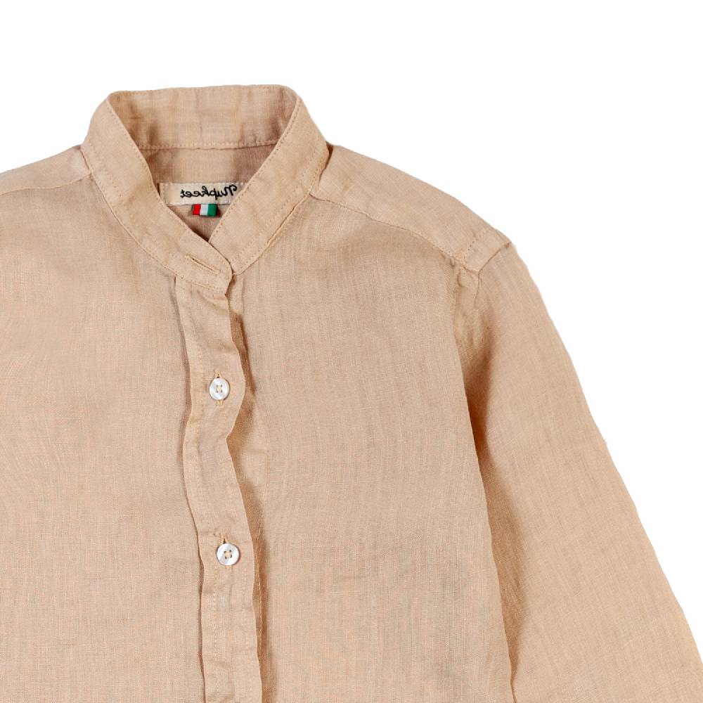 Nupkeet Camicia coreana lino nocciola Catanzaro Sottocosto