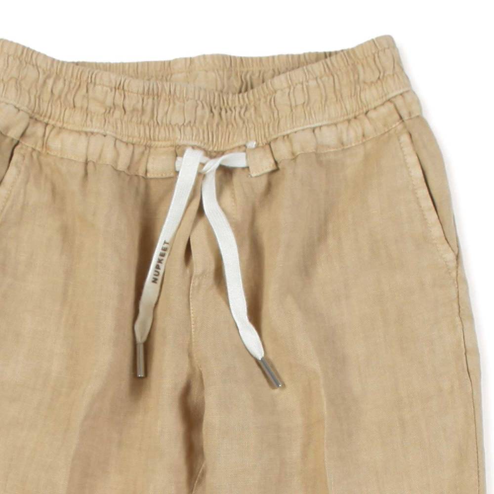 Nupkeet Pantalone lino beige sabbia Milano Prezzo Ridotto