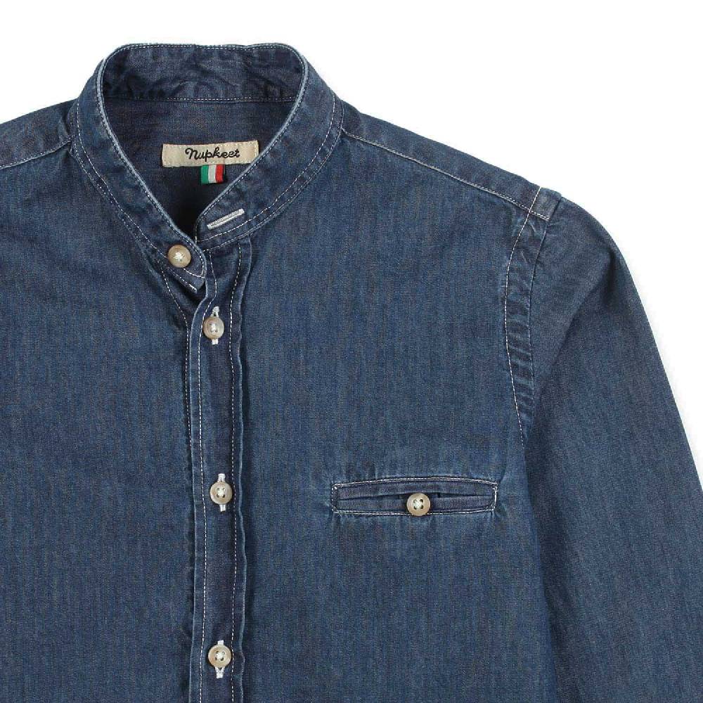 Nupkeet Camicia coreana denim blu scuro Terracina Offerta