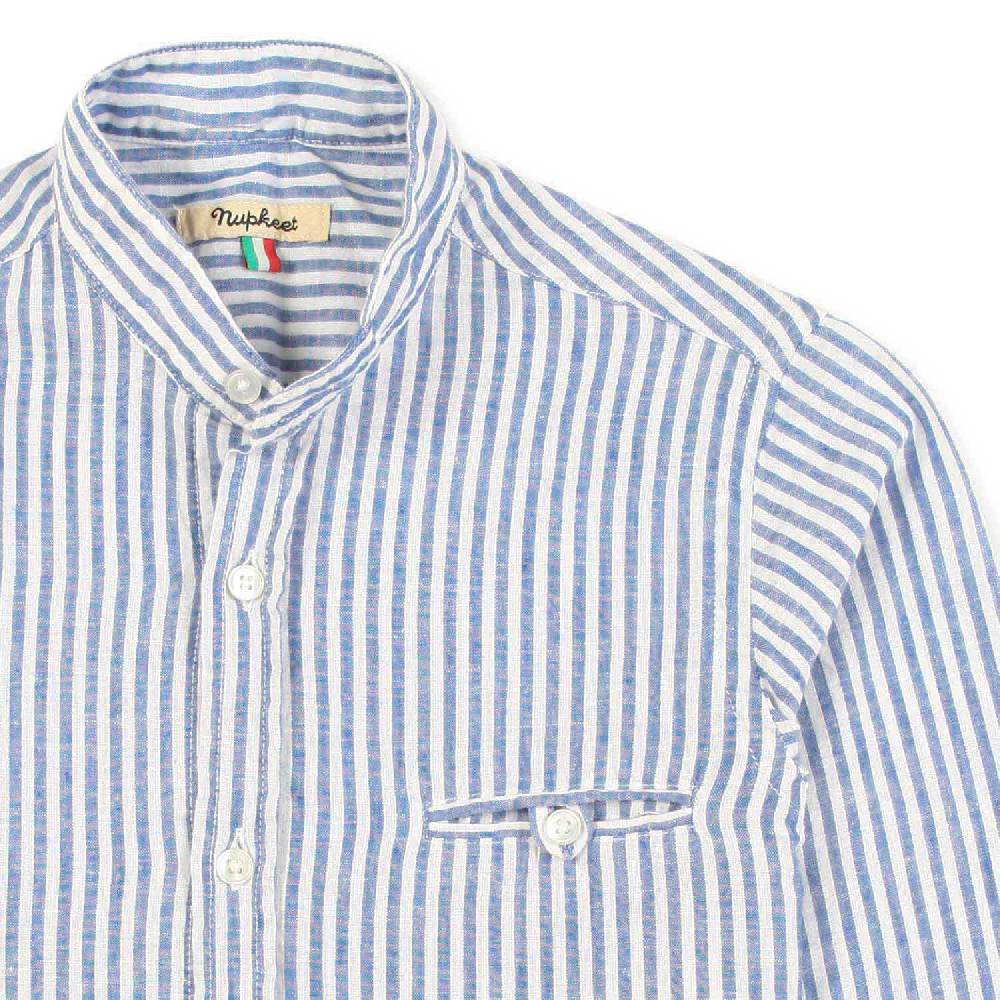 Nupkeet Camicia coreana bianca e blu a righe Gaeta Saldi