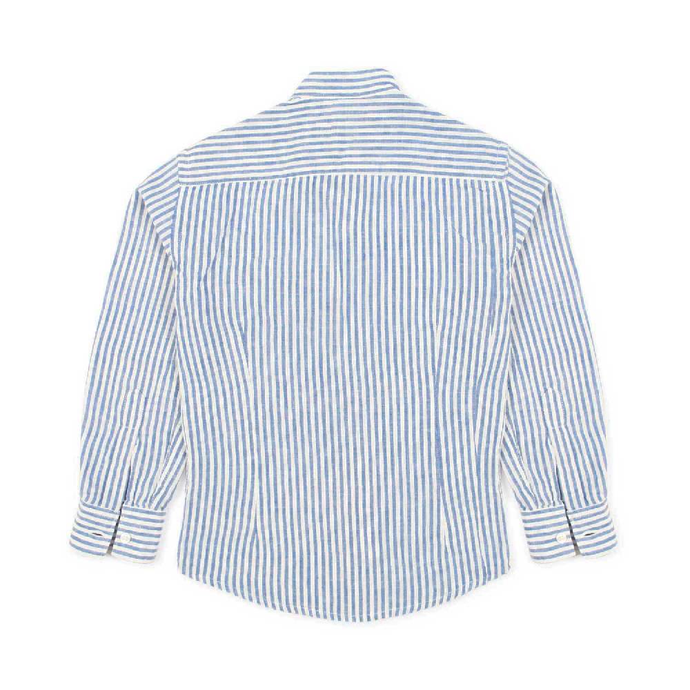 Nupkeet Camicia coreana bianca e blu a righe Gaeta Saldi