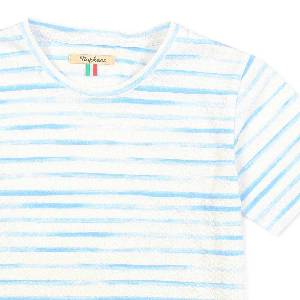 Nupkeet T-Shirt bianca e azzurra a righe Foggia Offerta Pasqua