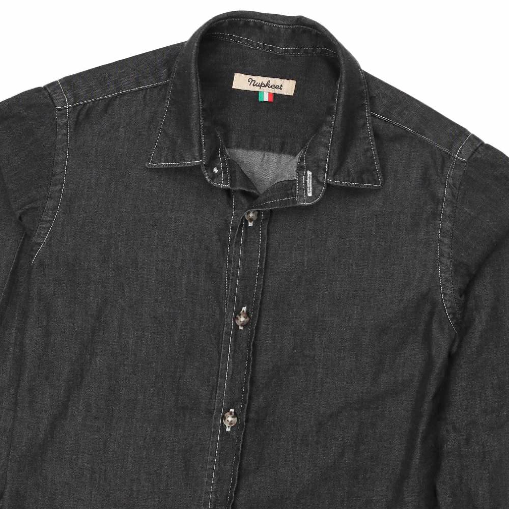 Nupkeet Camicia Giacomo nera in denim Ultimo giorno