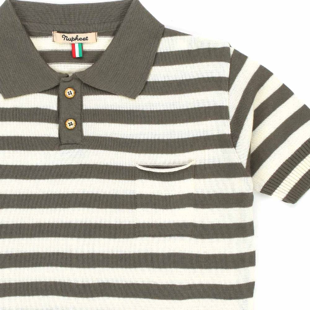 Nupkeet Polo Anafi panna e salvia a righe Spedizione Gratuita