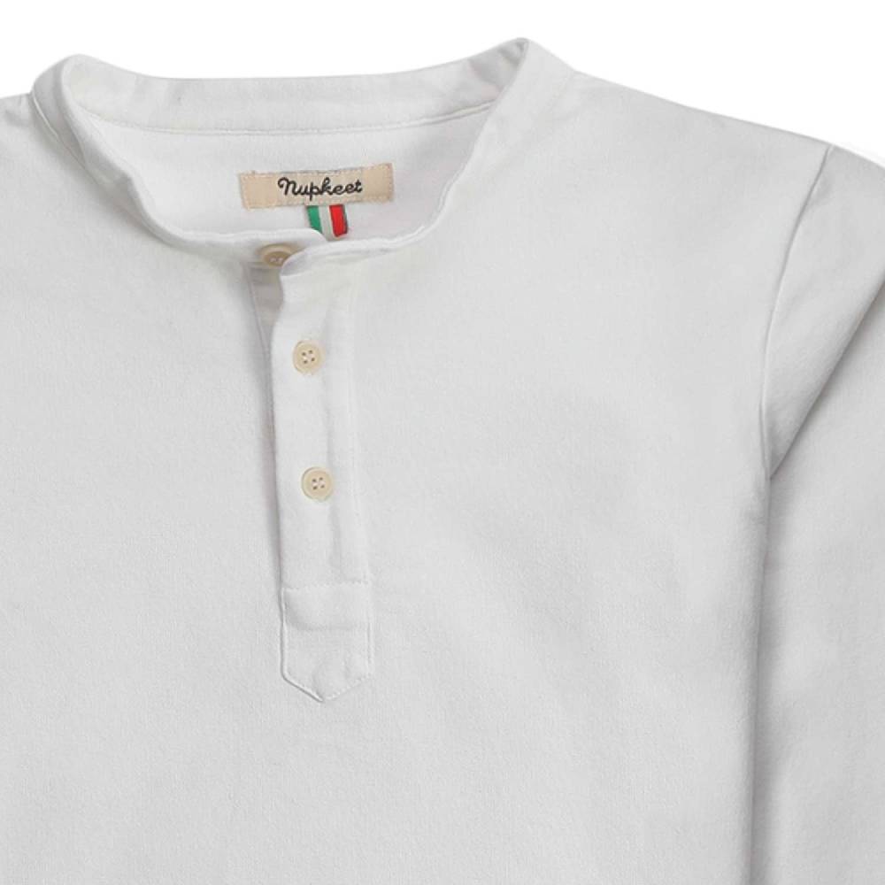 Nupkeet Criceto Bianco – T-shirt serafino a manica lunga Sconto