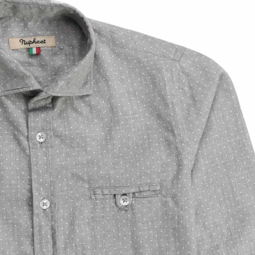 Nupkeet Cincillà a pois – Camicia in flanella grigia e bianca Vendite Flash