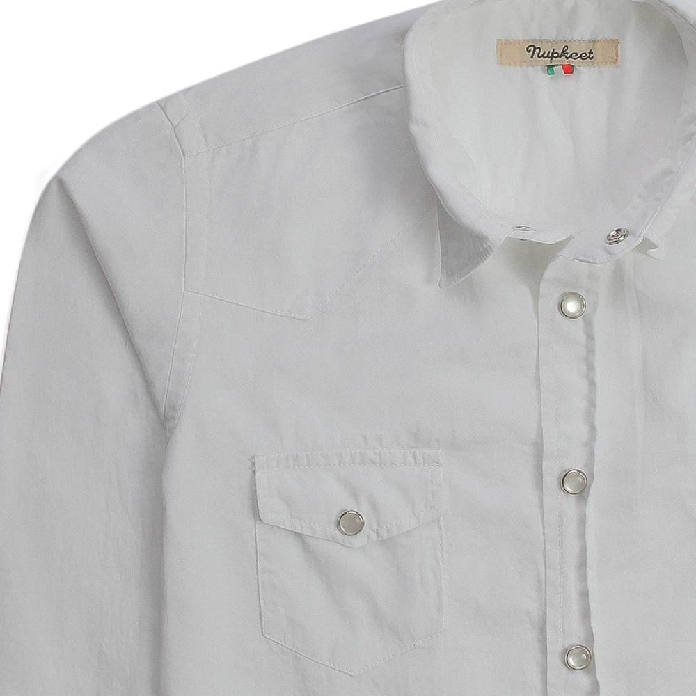 Nupkeet Gufo bianca – Camicia texana in gabardine Moda