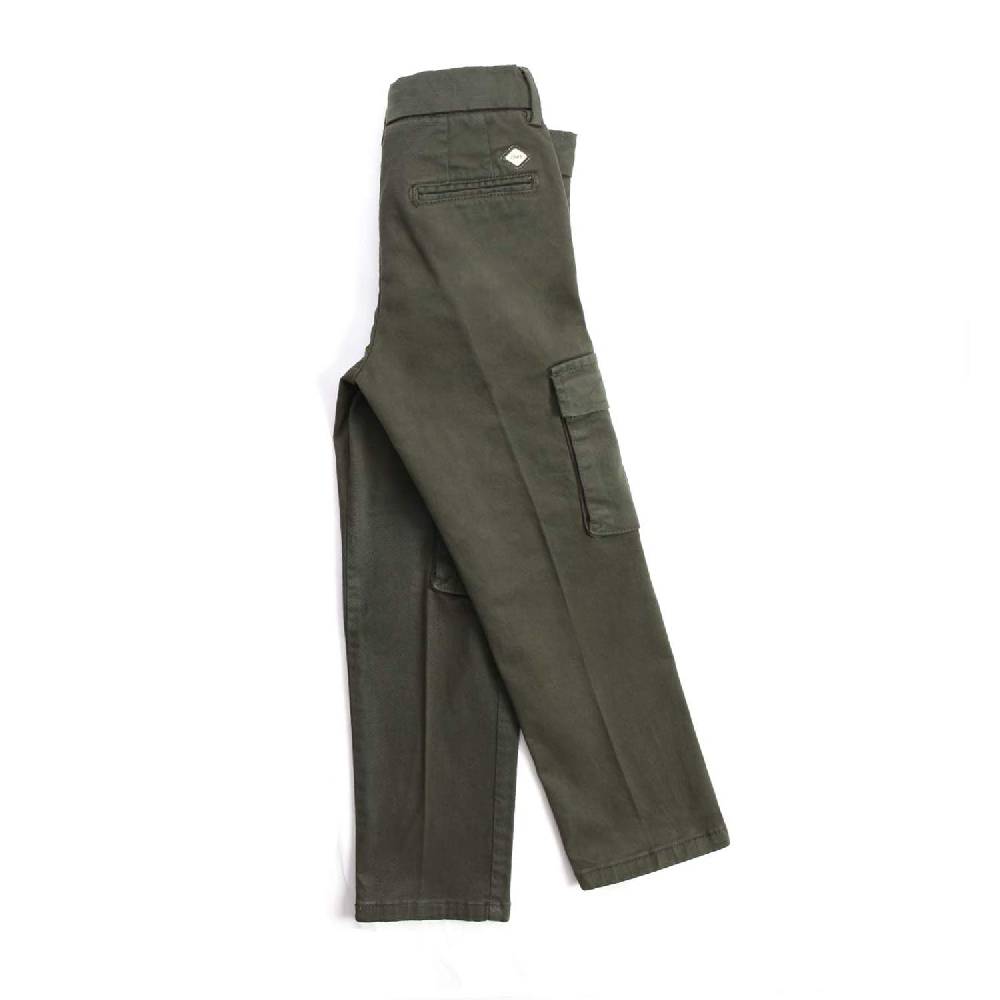 Nupkeet Grillo verde militare – Pantalone cargo in gabardine Grande vendita