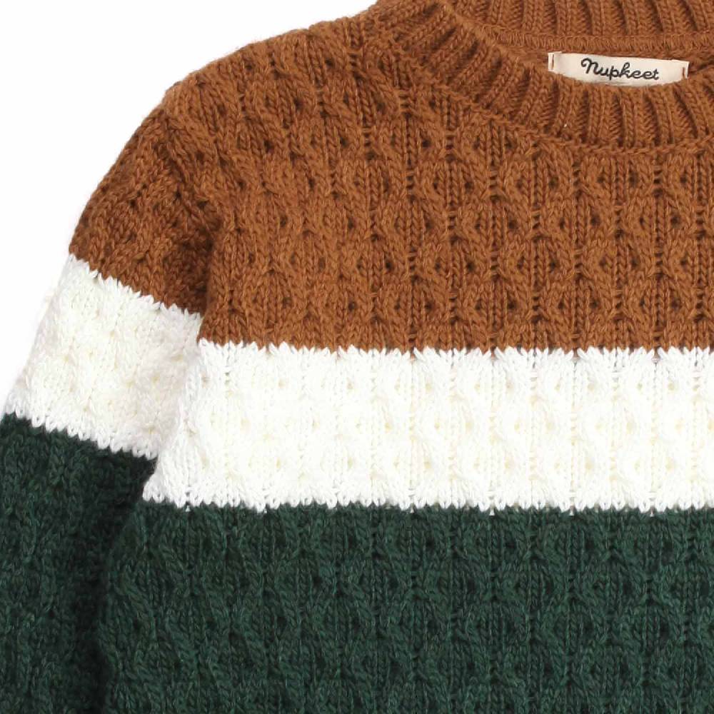 Nupkeet Piccione verde – Pullover in tricot tricolore Lightning offer
