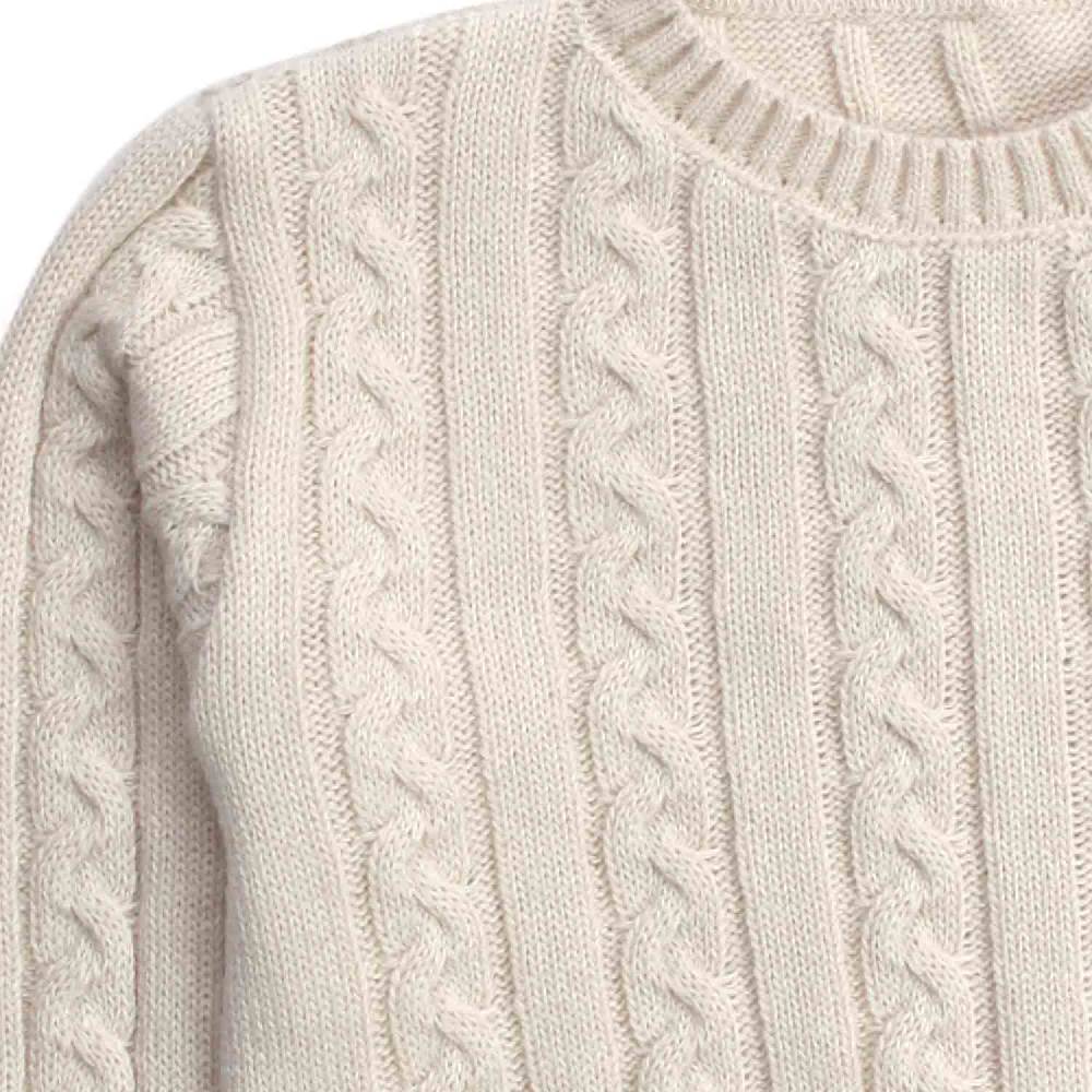 Nupkeet Mosca ecru – Pullover in tricot a trecce Offerte giornaliere