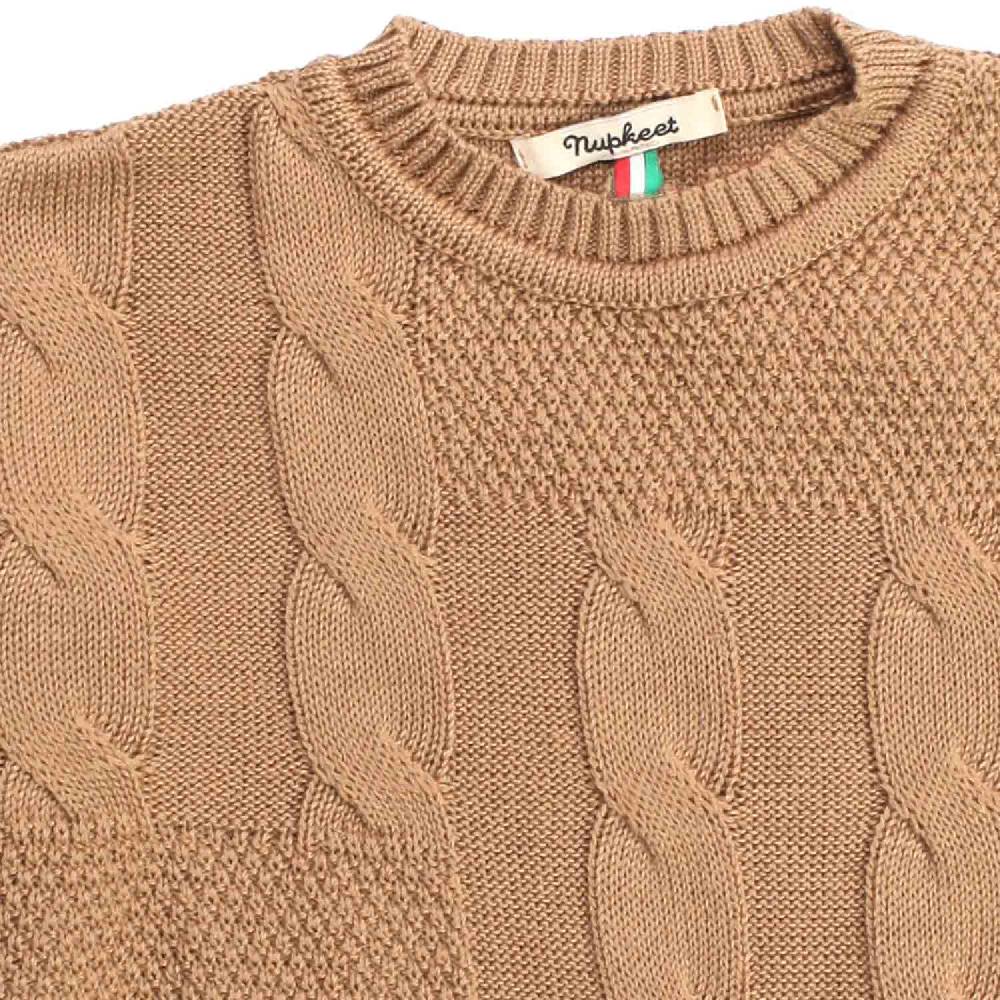 Nupkeet Faina cammello – Pullover in tricot con trecce Enormi risparmi