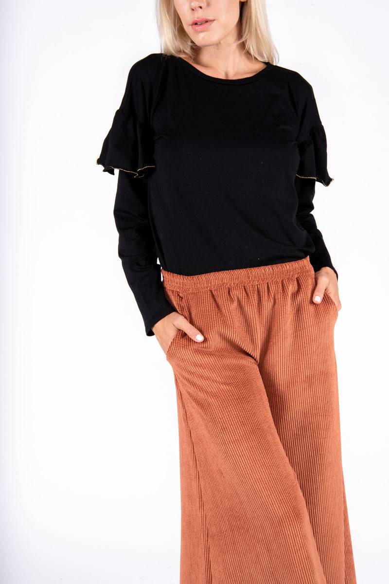 Olive E Miele PANTALONE MOLLIE VELLUTO MATTONE Sottocosto
