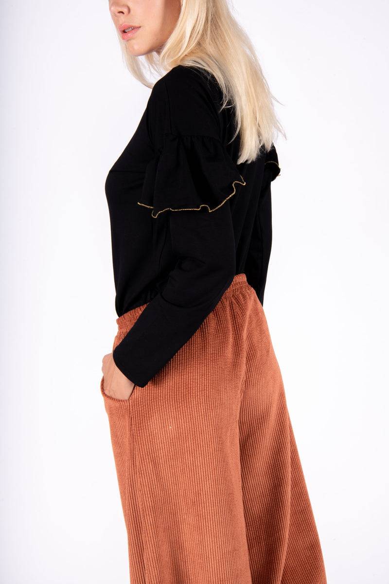 Olive E Miele PANTALONE MOLLIE VELLUTO MATTONE Sottocosto